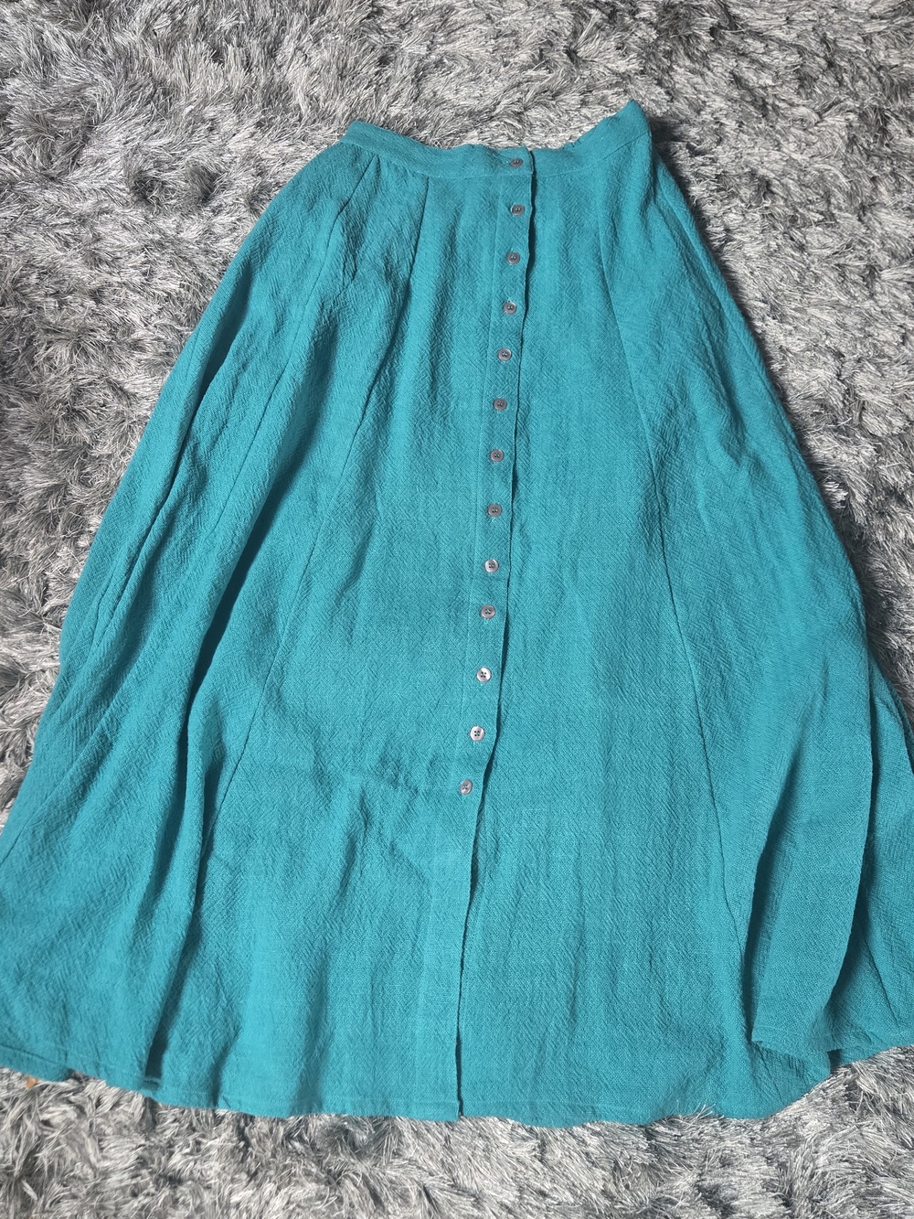 Deadstock Vintage Toofan Teal Cotton Button Front Maxi Skirt